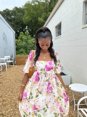 Floral maxi baby doll dress