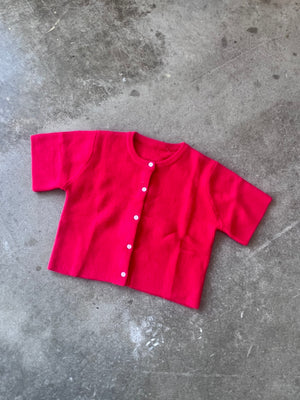 Red short sleeve cardigan