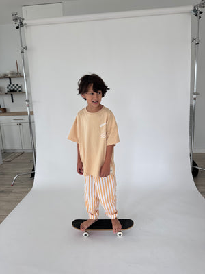 Yellow Striped Unisex Kids Pants