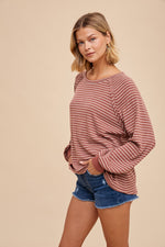 Rust RAGLAN STRIPED Top