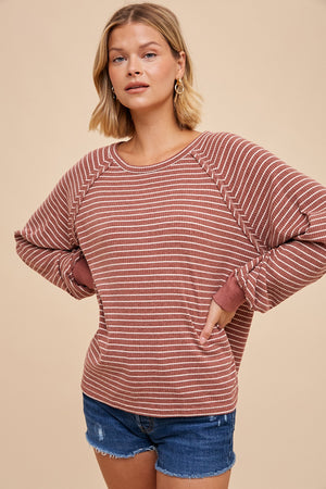 Rust RAGLAN STRIPED Top