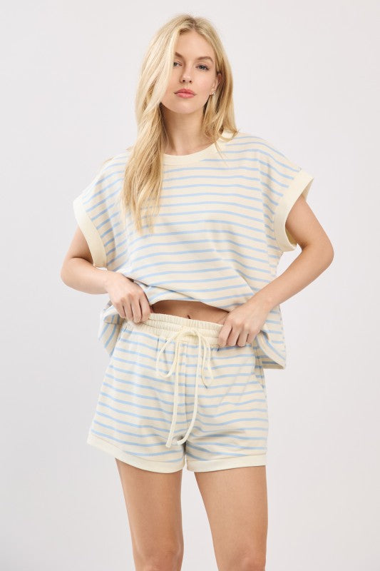 Light blue striped top