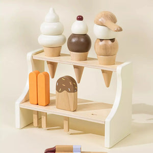 Wooden Ice Cream Stand and Accessories