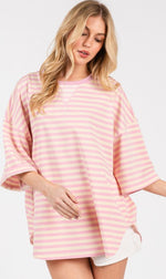 Pink skyline stripe tee