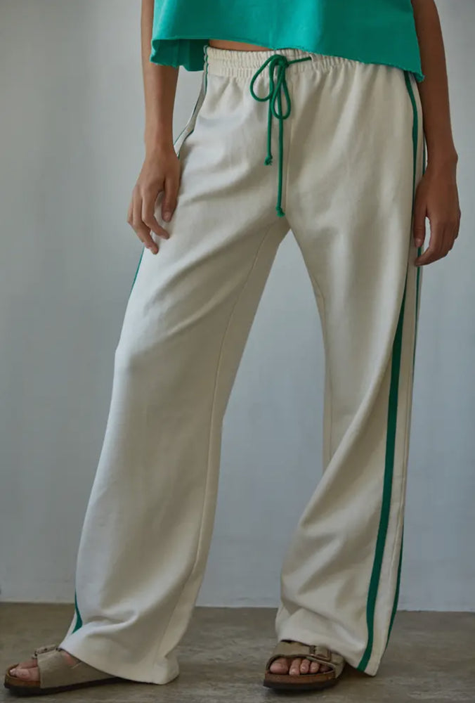 Knit cotton French terry contrast pants