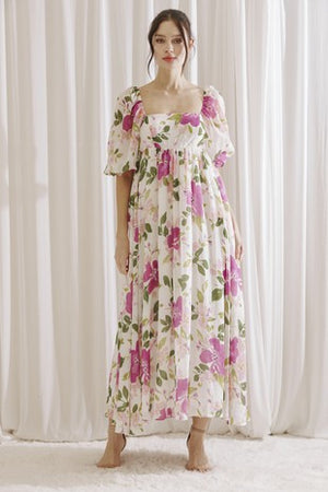 Floral maxi baby doll dress