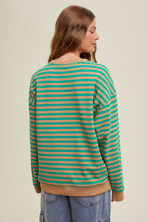 STRIPED OVERSIZED CREWNECK PULLOVER