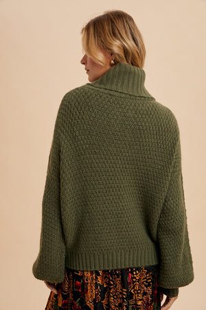 Olive turtleneck sweater