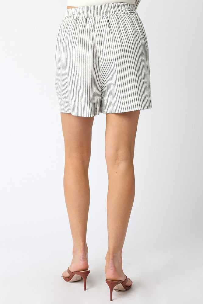 white and black Aria Stripe Shorts