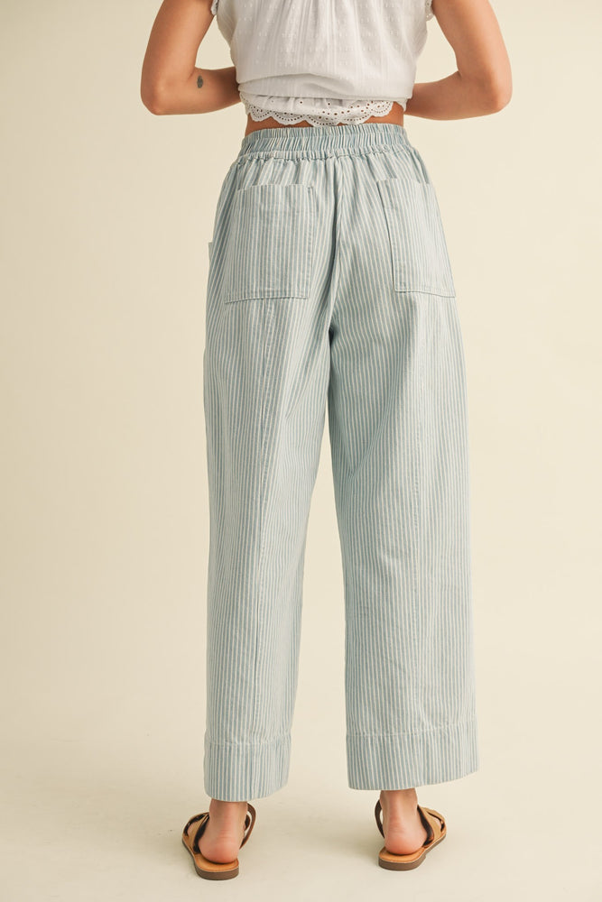 Striped Wide Leg Cropped Pants