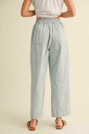 Striped Wide Leg Cropped Pants
