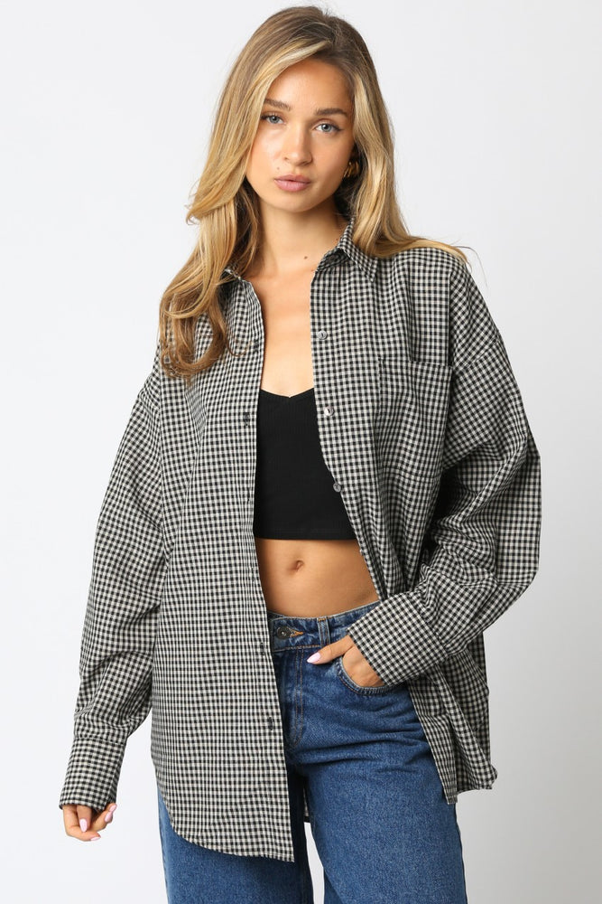 Tori Checkered Shirt black & taupe