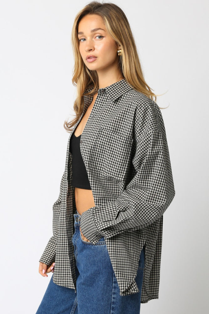 Tori Checkered Shirt black & taupe