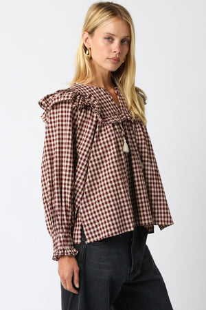 Burgundy Teagan Gingham Shirt