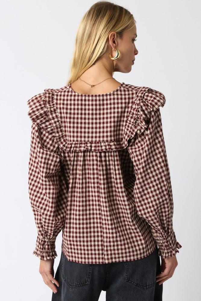 Burgundy Teagan Gingham Shirt
