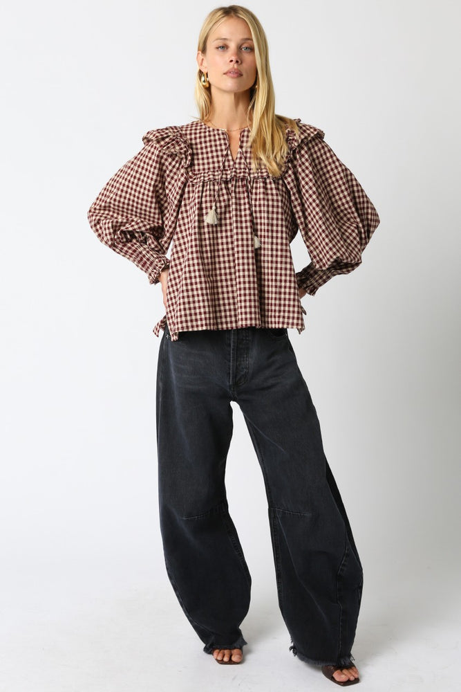 Burgundy Teagan Gingham Shirt
