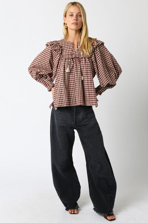 Burgundy Teagan Gingham Shirt