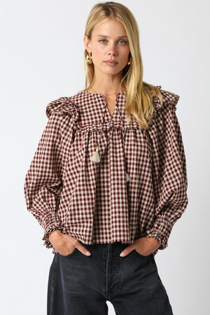 Burgundy Teagan Gingham Shirt