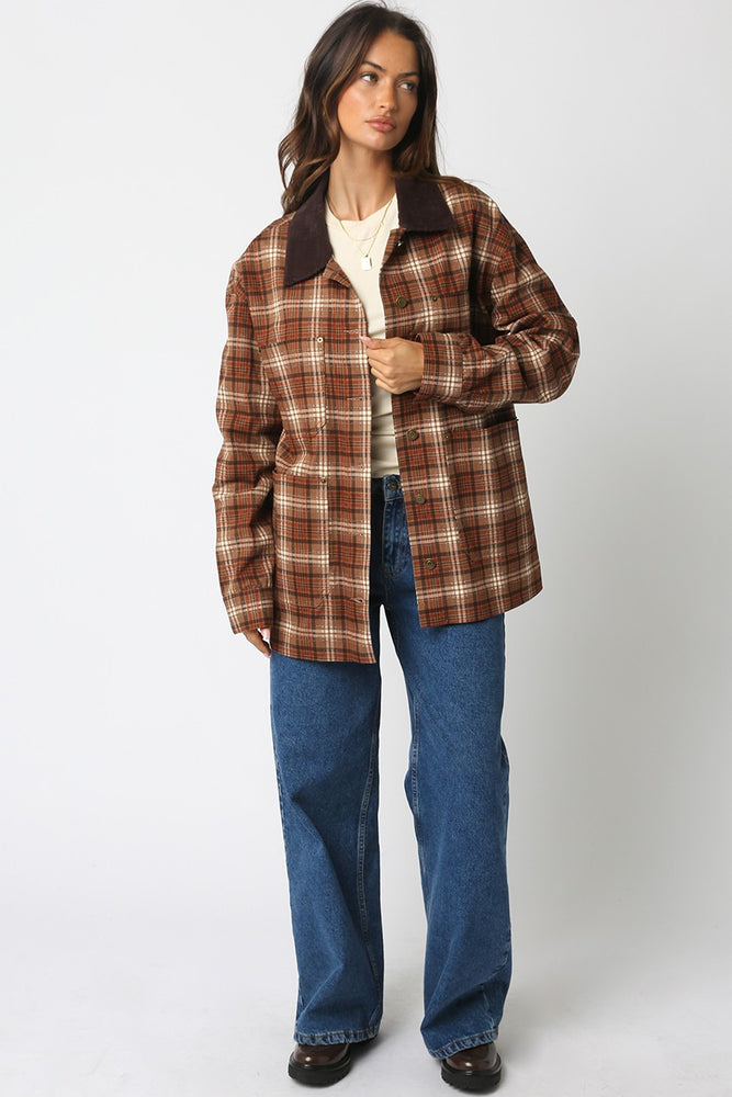 Alisa Plaid Button Jacket