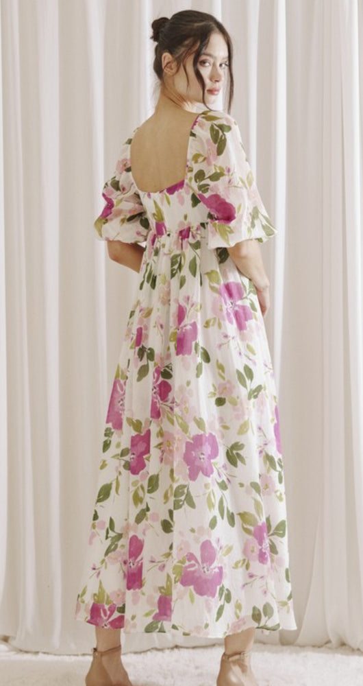 Floral maxi baby doll dress