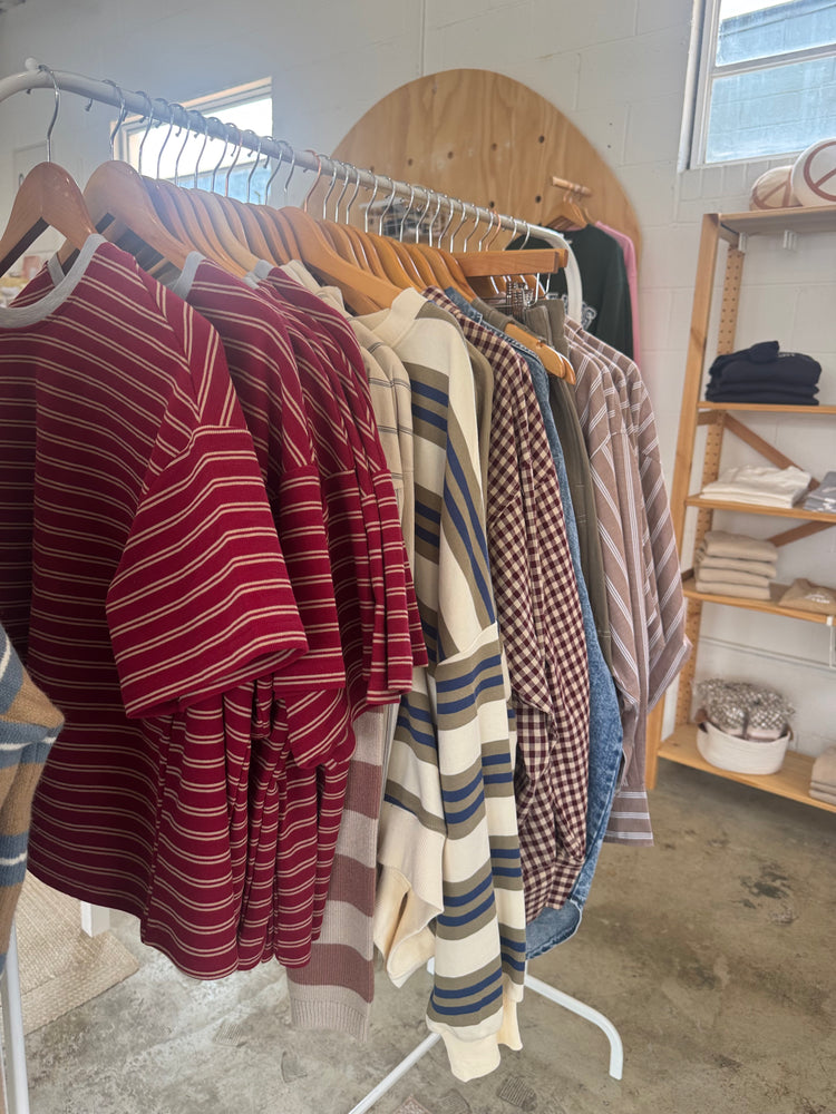 Burgundy striped top
