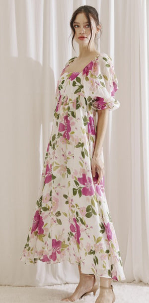 Floral maxi baby doll dress