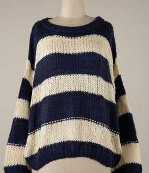 Navy and White Striped Sweater