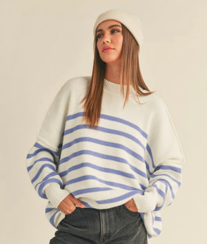 Blue and white striped sweater