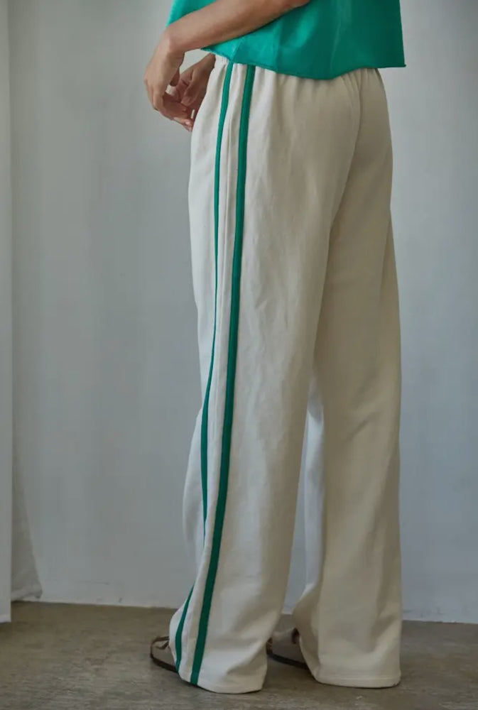 Knit cotton French terry contrast pants