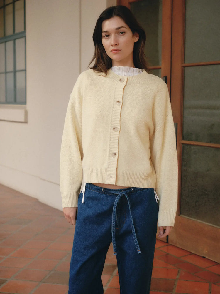Yellow Lucy Cardigan | Boxy Fit Button-Down Cardigan
