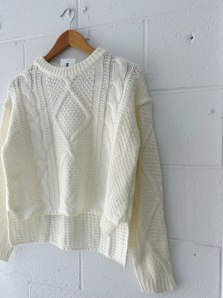 White Cable Sweater