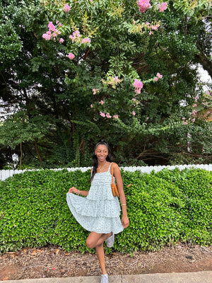 Blue floral tie dress