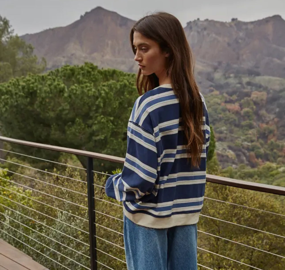Pre-order 9/29 Blue striped knit crew