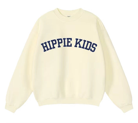 Butter Yellow & Navy Varsity Crewneck