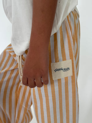Yellow Striped Unisex Kids Pants
