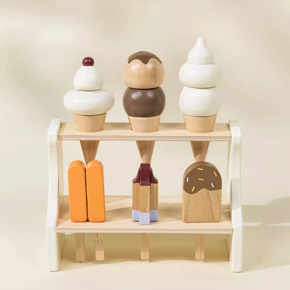 Wooden Ice Cream Stand and Accessories