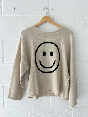Smiley Face White Sweater