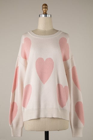 Pastel Pink Hearts Sweater