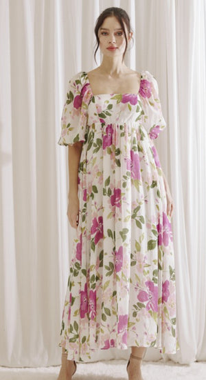 bebe floral maxi dress Floral Embroidered Longsleeve Maxi Dress