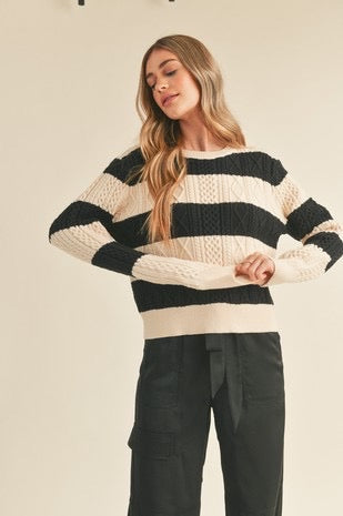 Black and White Cable Sweater