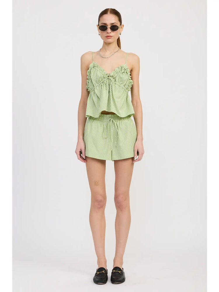 Green Ruffle Baby Doll Top
