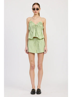 Green Ruffle Baby Doll Top