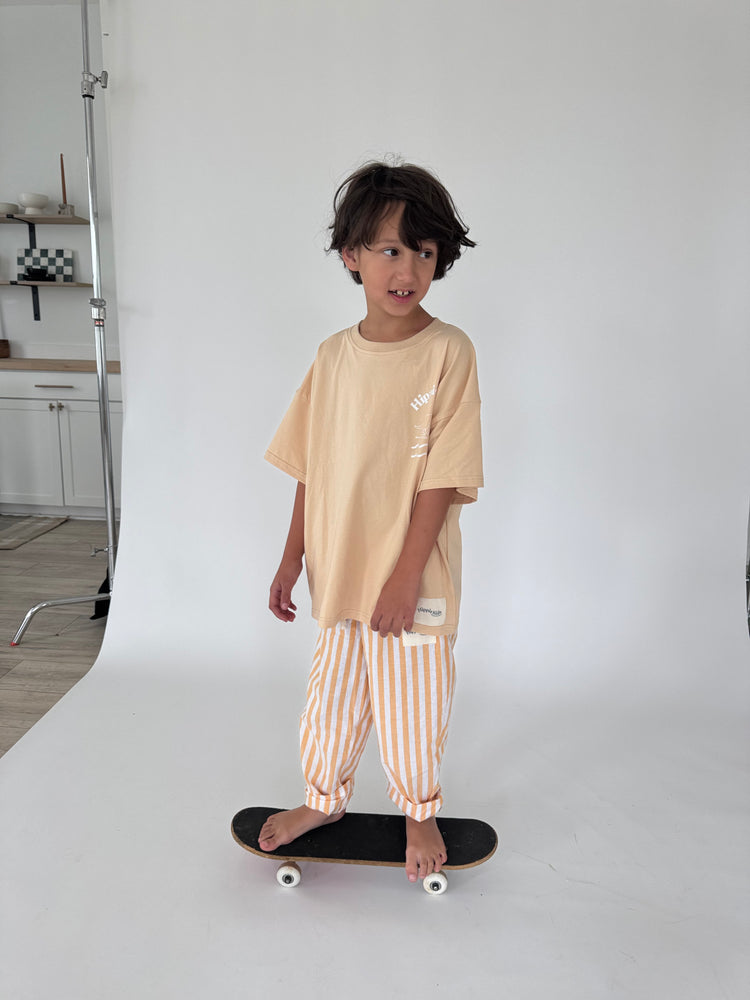 Yellow Striped Unisex Kids Pants