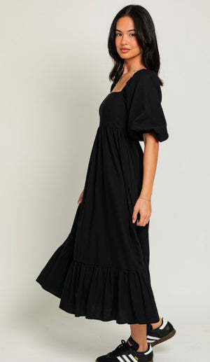 Black puff sleeve dress