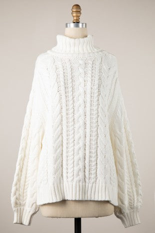 Turtleneck cable sweater