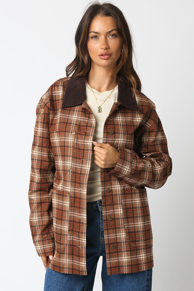 Alisa Plaid Button Jacket