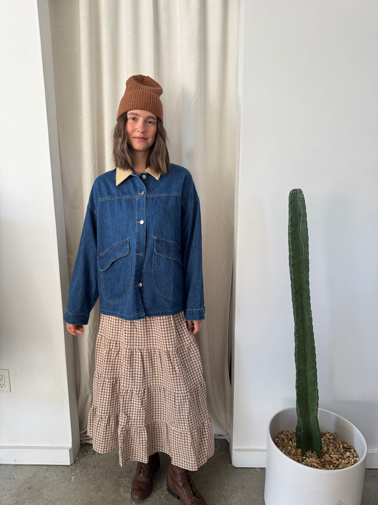 Brown Gingham maxi skirt