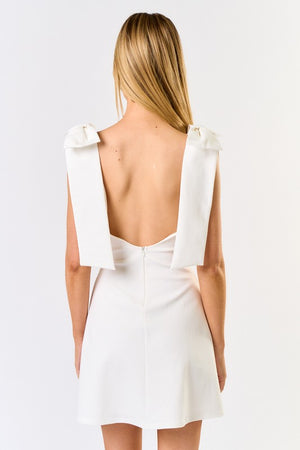 Ivory Bow Mini Dress