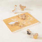 Set of 6 Barnyard Animals On Wooden Plate