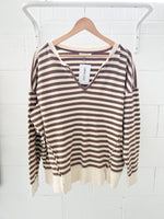 Striped Mocha and Cream Sweatshirt